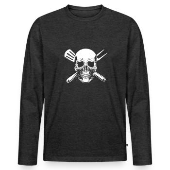 Grill grill master BBQ - Men's Premium Organic Long Sleeve Shirt - heather anthracite - Front - Nico (187cm)