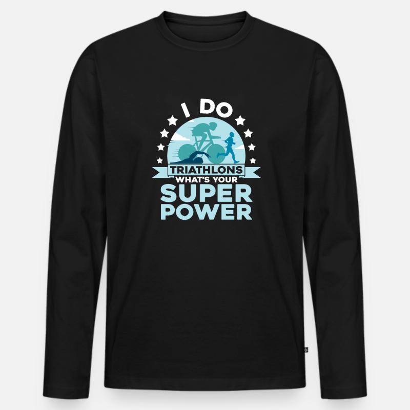 Triathlon - Männer Premium Bio Langarmshirt - Schwarz