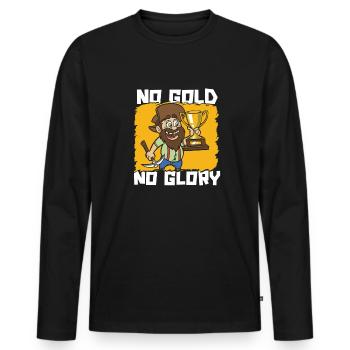 Mines d’or - T-shirt manches longues Premium bio Homme - noir - Devant - Nico (187cm)