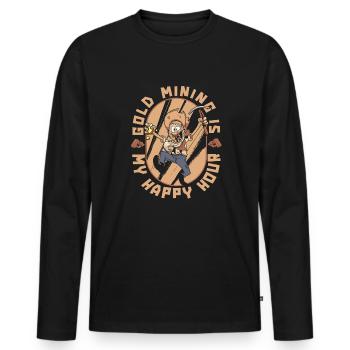 Mines d’or - T-shirt manches longues Premium bio Homme - noir - Devant - Nico (187cm)