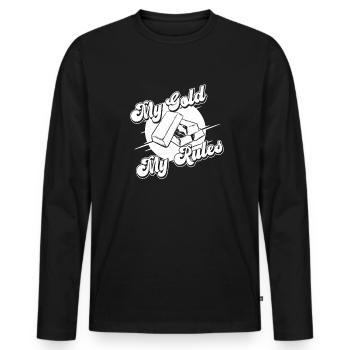 Mines d’or - T-shirt manches longues Premium bio Homme - noir - Devant - Nico (187cm)