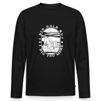 Mines d’or - T-shirt manches longues Premium bio Homme - noir - Devant - Nico (187cm)