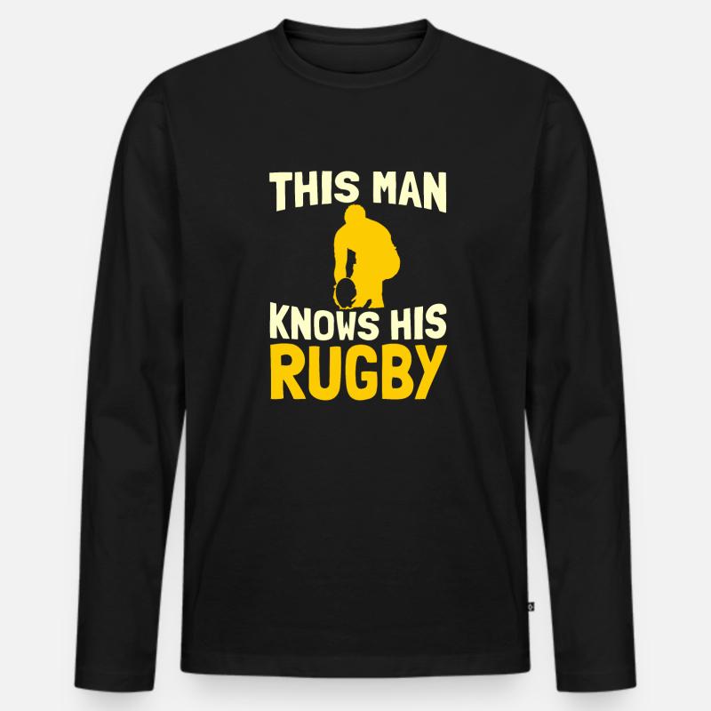Rugby - Männer Premium Bio Langarmshirt - Schwarz