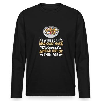 Breakfast Muesli Cereals - Men's Premium Organic Long Sleeve Shirt - black - Front - Nico (187cm)