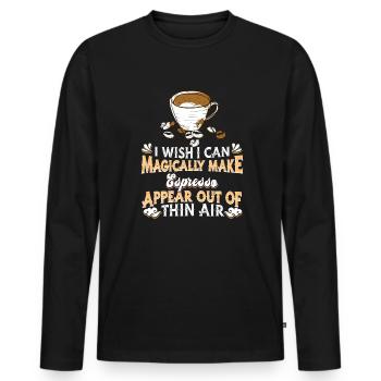 Café expresso - T-shirt manches longues Premium bio Homme - noir - Devant - Nico (187cm)