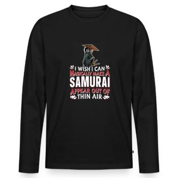 Samouraï - T-shirt manches longues Premium bio Homme - noir - Devant - Nico (187cm)