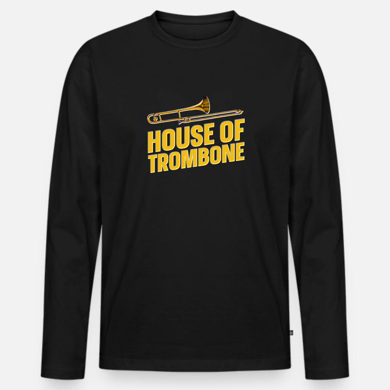 Posaune - Männer Premium Bio Langarmshirt - Schwarz