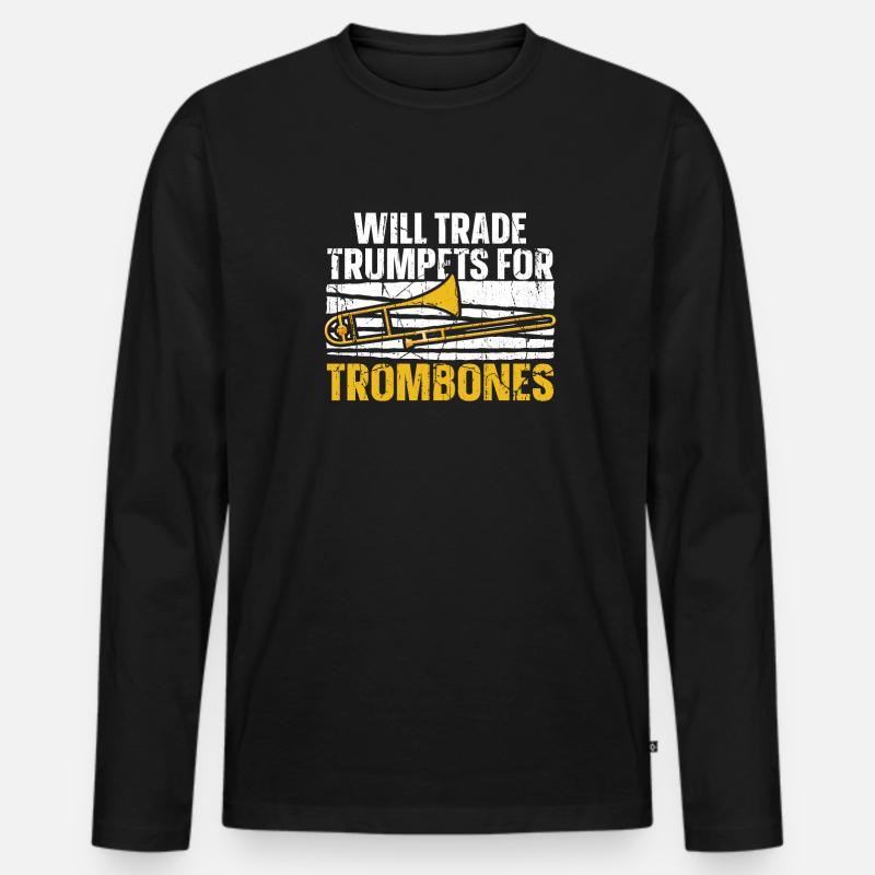 Posaune - Männer Premium Bio Langarmshirt - Schwarz