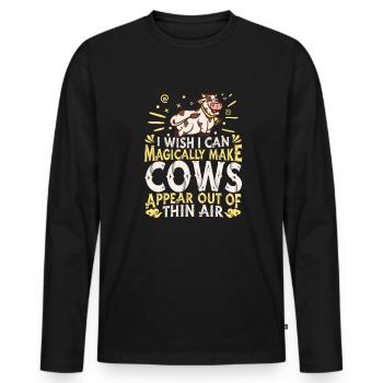 Vaches d’élevage Vaches - T-shirt manches longues Premium bio Homme - noir - Devant - Nico (187cm)