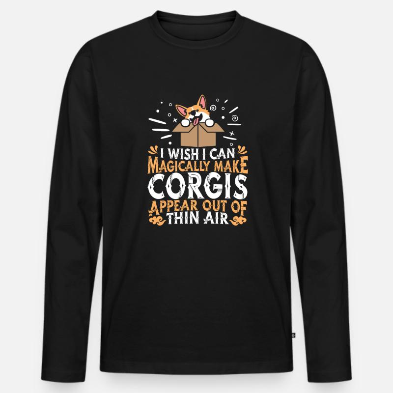 Corgi Hund - Männer Premium Bio Langarmshirt - Schwarz