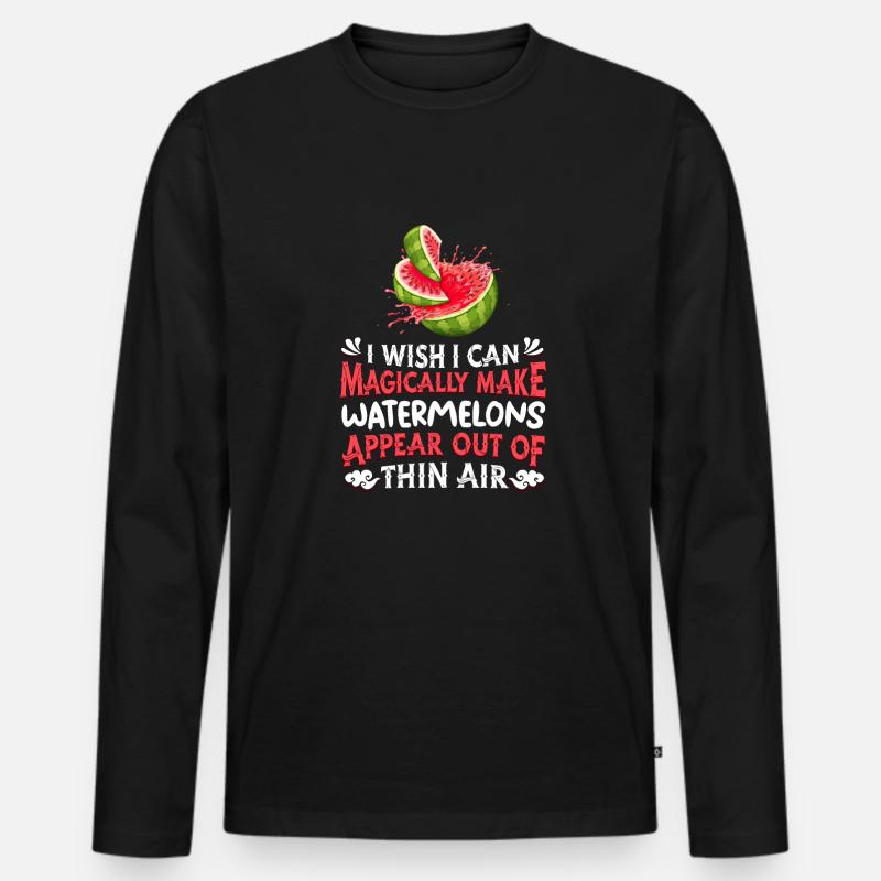 Wassermelone - Männer Premium Bio Langarmshirt - Schwarz