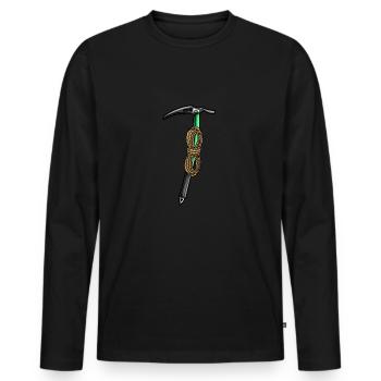 Ice climbing Mountaineering Climbing Mountaineers - Men's Premium Organic Long Sleeve Shirt - black - Front - Nico (187cm)