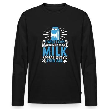 Milk Cow Dairy farmer - Men's Premium Organic Long Sleeve Shirt - black - Front - Nico (187cm)