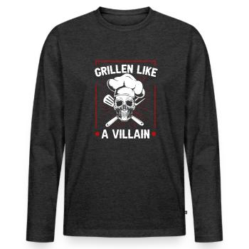 Grill grill master BBQ - Men's Premium Organic Long Sleeve Shirt - heather anthracite - Front - Nico (187cm)