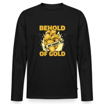Mines d’or - T-shirt manches longues Premium bio Homme - noir - Devant - Nico (187cm)