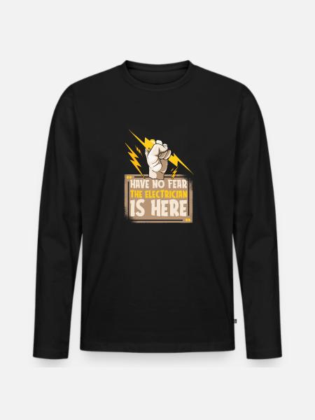 Electrician Electrical Engineer Electronics Technician - Men's Premium Organic Long Sleeve Shirt - black