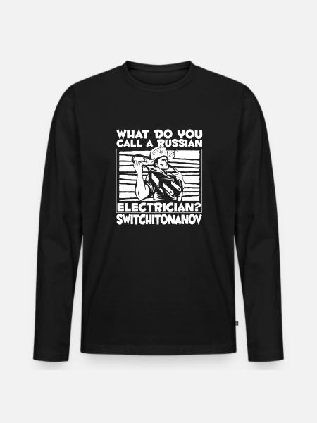 Electrician Electrical Engineer Electronics Technician - Men's Premium Organic Long Sleeve Shirt - black
