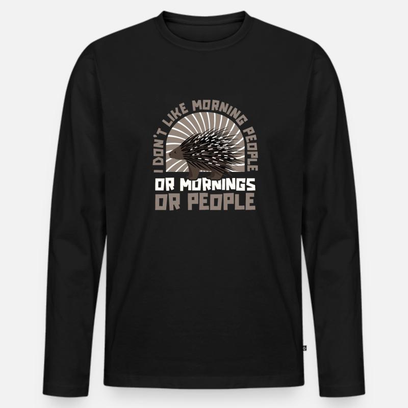 Stachelschwein - Männer Premium Bio Langarmshirt - Schwarz