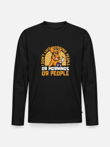 Kangaroo - Men's Premium Organic Long Sleeve Shirt - black