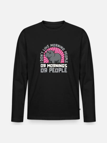 Nilpferd Hippo Flusspferd - T-shirt manches longues Premium bio Homme - noir