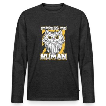 Location de chat Chat Domestique Cat - T-shirt manches longues Premium bio Homme - anthracite chiné - Devant - Nico (187cm)