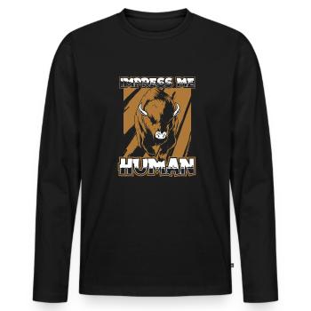 American Bison Buffalo - Men's Premium Organic Long Sleeve Shirt - black - Front - Nico (187cm)