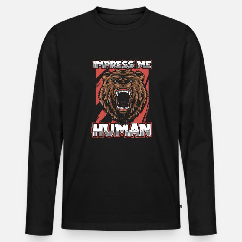 Grizzly Bär Braunbär - Männer Premium Bio Langarmshirt - Schwarz