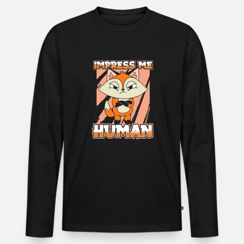 Fuchs - Männer Premium Bio Langarmshirt - Schwarz
