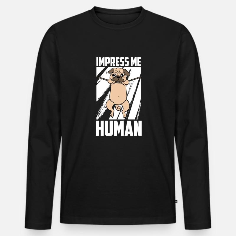 Mops Hund - Männer Premium Bio Langarmshirt - Schwarz