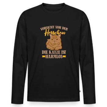 Katze Mietzekatze Hauskatze - Männer Premium Bio Langarmshirt - Schwarz - Vorne - Nico (187cm)