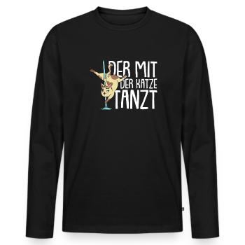Katze Mietzekatze Hauskatze - Männer Premium Bio Langarmshirt - Schwarz - Vorne - Nico (187cm)