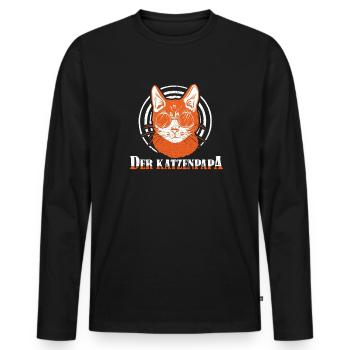 Katze Mietzekatze Hauskatze - Männer Premium Bio Langarmshirt - Schwarz - Vorne - Nico (187cm)