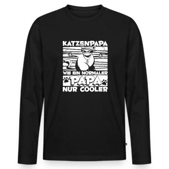Katze Mietzekatze Hauskatze - Männer Premium Bio Langarmshirt - Schwarz - Vorne - Nico (187cm)