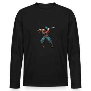 Épée Katana Samouraï - T-shirt manches longues Premium bio Homme - noir - Devant - Nico (187cm)