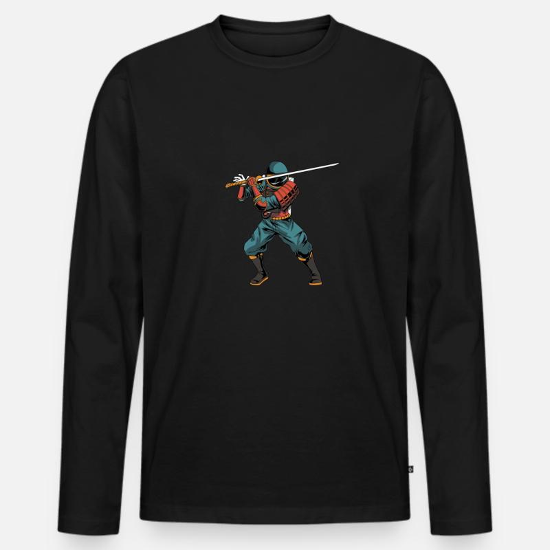 Samurai Katana-Schwert - Männer Premium Bio Langarmshirt - Schwarz