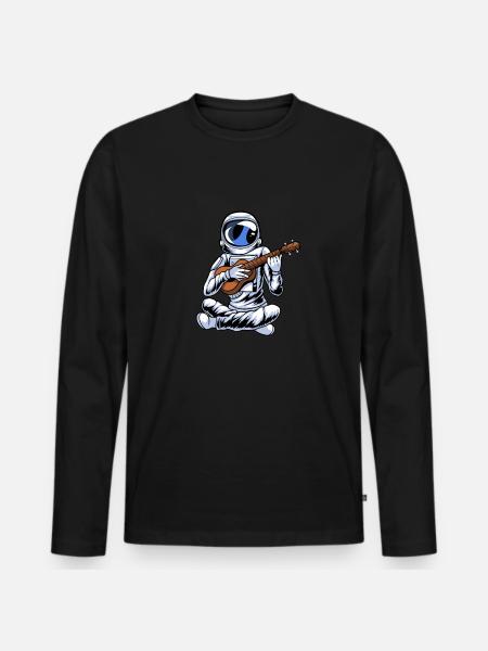 Ukulele Astronaut - Men's Premium Organic Long Sleeve Shirt - black