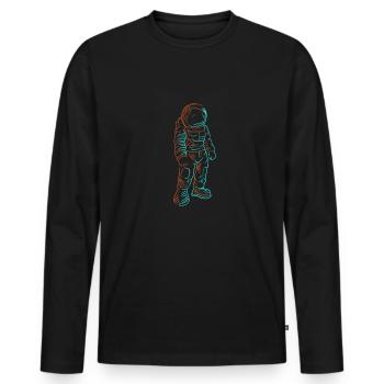 Astronaute astronaute cosmonaute - T-shirt manches longues Premium bio Homme - noir - Devant - Nico (187cm)