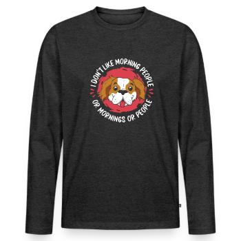 Pekingese Komisch - Männer Premium Bio Langarmshirt - Anthrazit meliert - Vorne - Nico (187cm)
