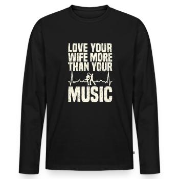 Ingénieur du son Ingénieur du son mari - T-shirt manches longues Premium bio Homme - noir - Devant - Nico (187cm)