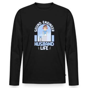 Ingénieur du son Ingénieur du son mari - T-shirt manches longues Premium bio Homme - noir - Devant - Nico (187cm)