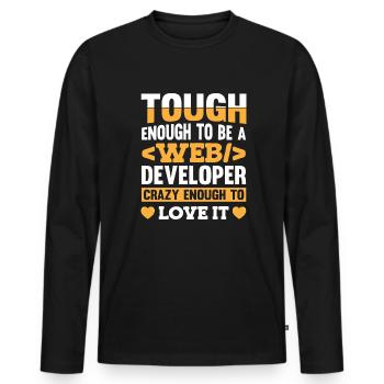 Développeur Web Développeur Web Développeur Web - T-shirt manches longues Premium bio Homme - noir - Devant - Nico (187cm)