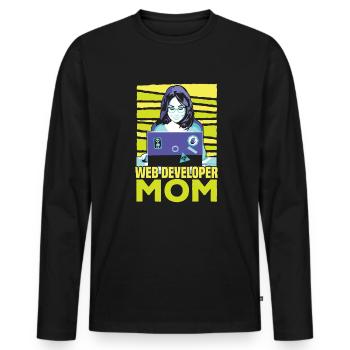 Développeur Web Développeur Web Développeur Web - T-shirt manches longues Premium bio Homme - noir - Devant - Nico (187cm)