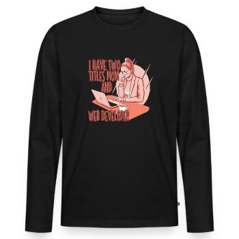 Développeur Web Développeur Web Développeur Web - T-shirt manches longues Premium bio Homme - noir - Devant - Nico (187cm)