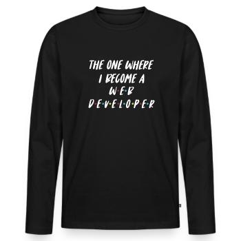 Développeur Web Développeur Web Développeur Web - T-shirt manches longues Premium bio Homme - noir - Devant - Nico (187cm)