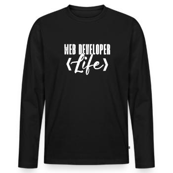 Développeur Web Développeur Web Développeur Web - T-shirt manches longues Premium bio Homme - noir - Devant - Nico (187cm)