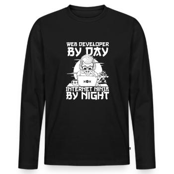 Développeur Web Développeur Web Développeur Web - T-shirt manches longues Premium bio Homme - noir - Devant - Nico (187cm)