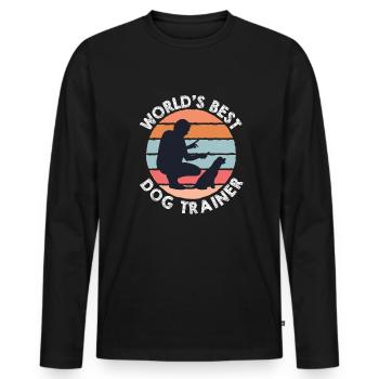 Hundetrainer Hundetrainer - Männer Premium Bio Langarmshirt - Schwarz - Vorne - Nico (187cm)
