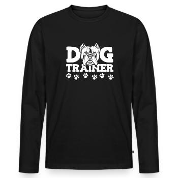 Hundetrainer Hundetrainer - Männer Premium Bio Langarmshirt - Schwarz - Vorne - Nico (187cm)