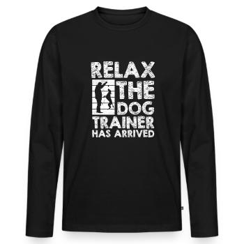 Hundetrainer Hundetrainer - Männer Premium Bio Langarmshirt - Schwarz - Vorne - Nico (187cm)