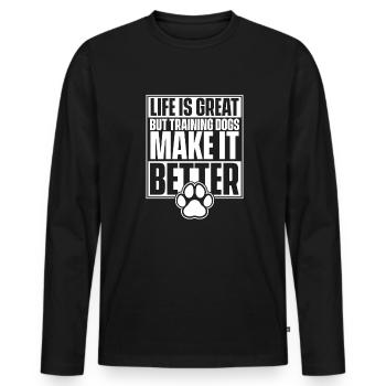 Hundetrainer Hundetrainer - Männer Premium Bio Langarmshirt - Schwarz - Vorne - Nico (187cm)